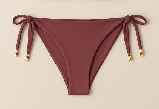 Amber Side Tie Bikini Bottoms with Gold Accents