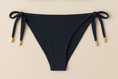 Amber Side Tie Bikini Bottoms with Gold Accents