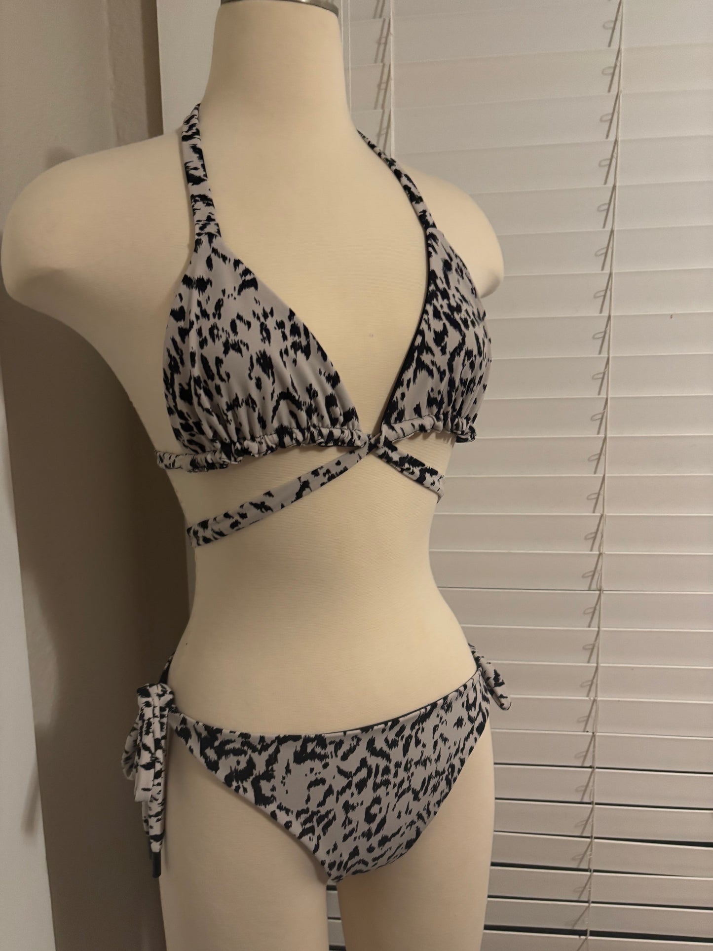 Animal Print Triangle Bikini Set